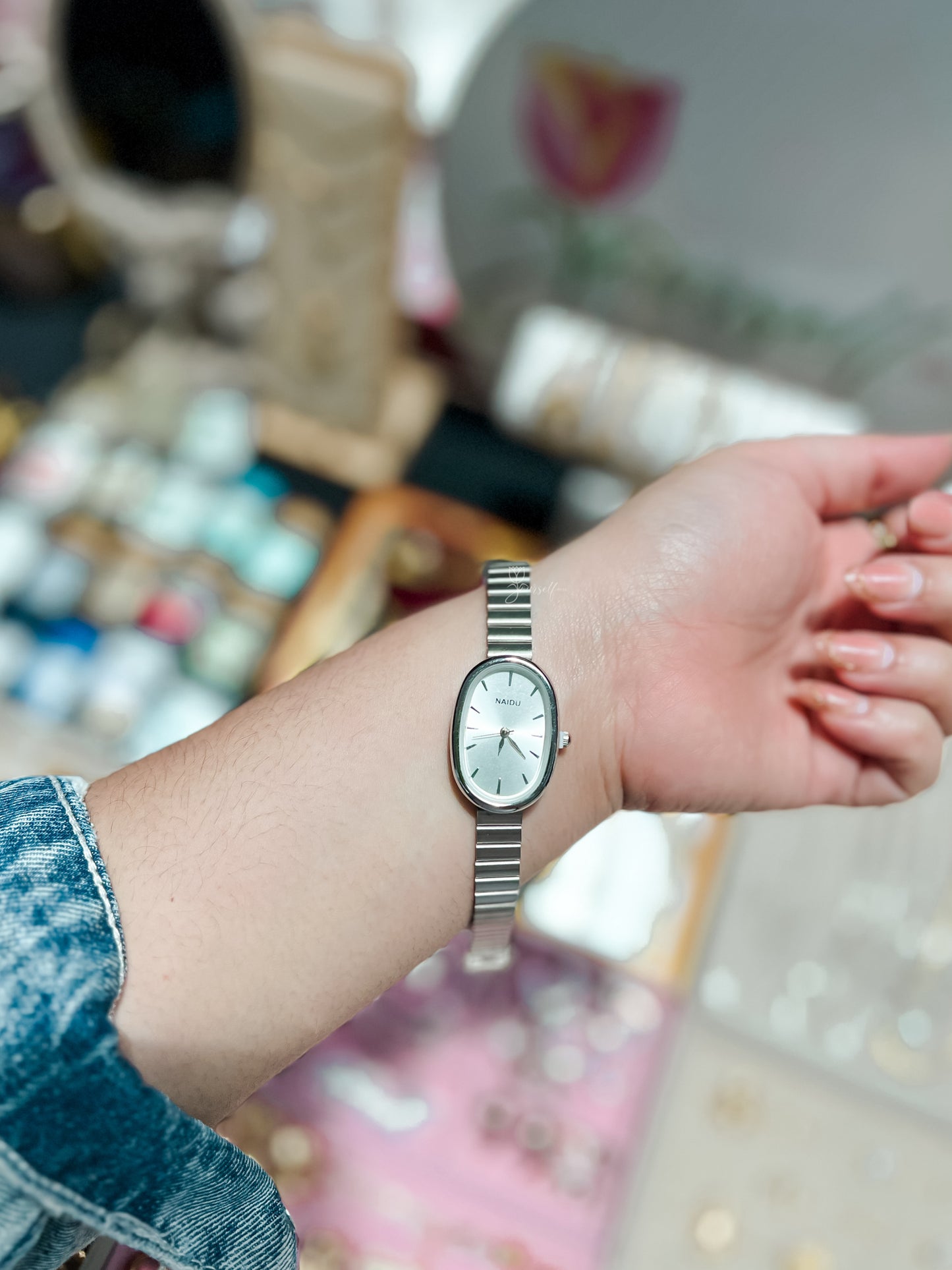 Reloj Vintage NAIDU Plateado (Brazalete ajustable)