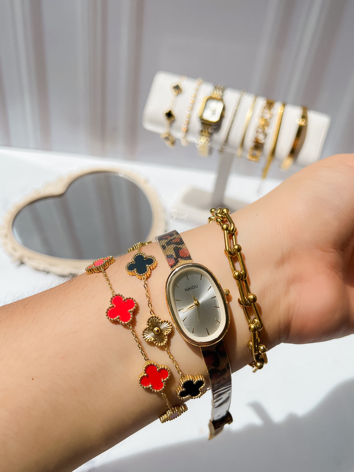 Reloj Vintage NAIDU Brazalete Leopardo (Brazalete ajustable)